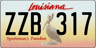 LA license plate ZZB317