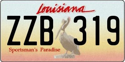 LA license plate ZZB319