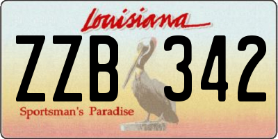 LA license plate ZZB342