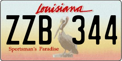 LA license plate ZZB344