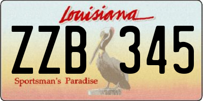 LA license plate ZZB345