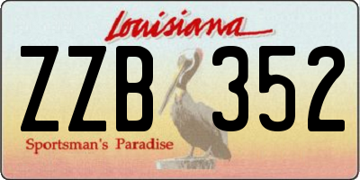 LA license plate ZZB352