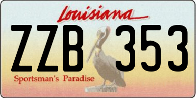 LA license plate ZZB353