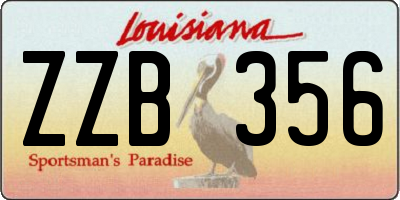 LA license plate ZZB356