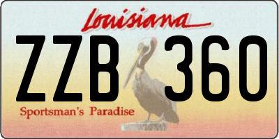 LA license plate ZZB360