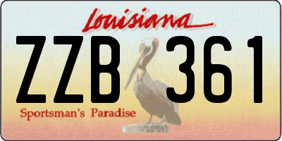 LA license plate ZZB361