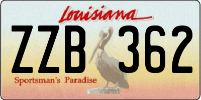 LA license plate ZZB362