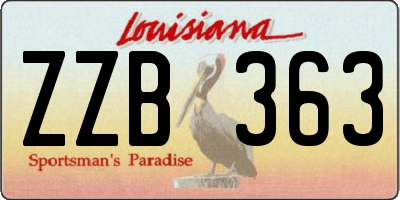 LA license plate ZZB363