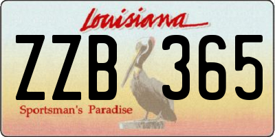 LA license plate ZZB365