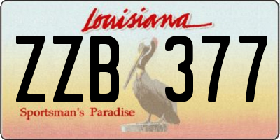 LA license plate ZZB377