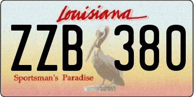 LA license plate ZZB380