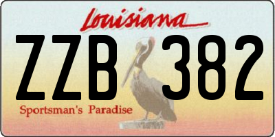 LA license plate ZZB382