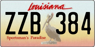 LA license plate ZZB384