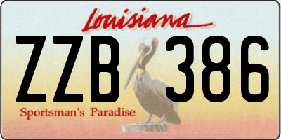 LA license plate ZZB386