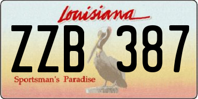 LA license plate ZZB387