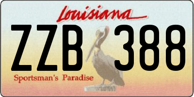 LA license plate ZZB388