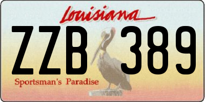 LA license plate ZZB389