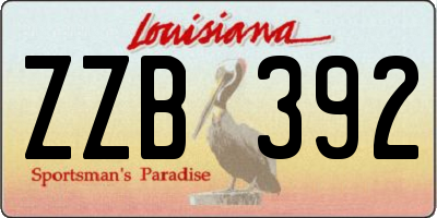 LA license plate ZZB392