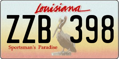 LA license plate ZZB398