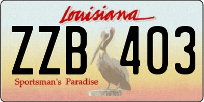 LA license plate ZZB403