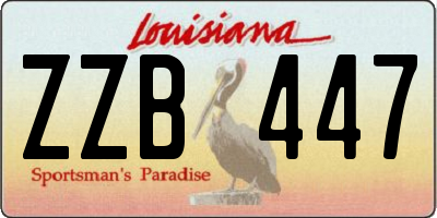 LA license plate ZZB447