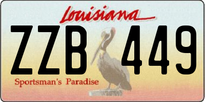 LA license plate ZZB449