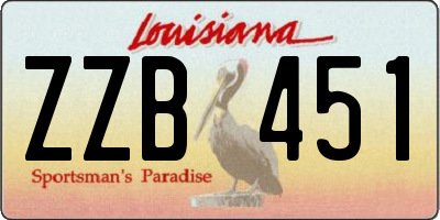 LA license plate ZZB451