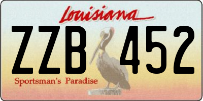 LA license plate ZZB452