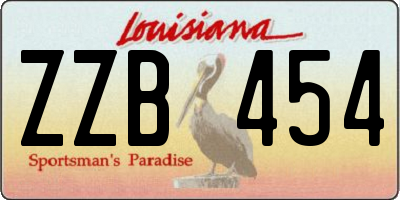 LA license plate ZZB454