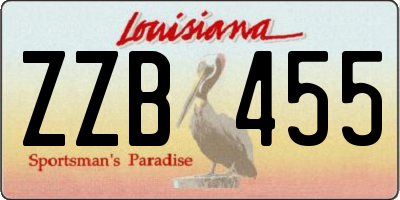 LA license plate ZZB455