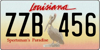 LA license plate ZZB456