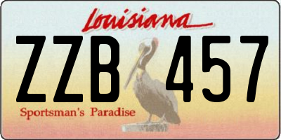 LA license plate ZZB457