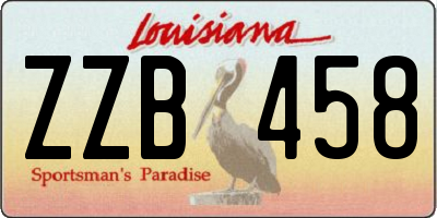 LA license plate ZZB458