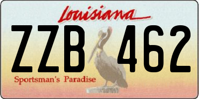 LA license plate ZZB462