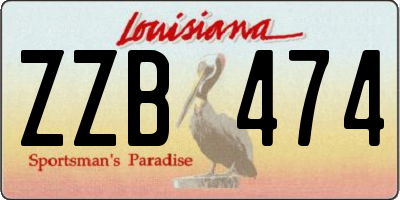 LA license plate ZZB474