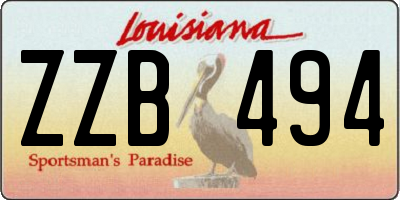 LA license plate ZZB494