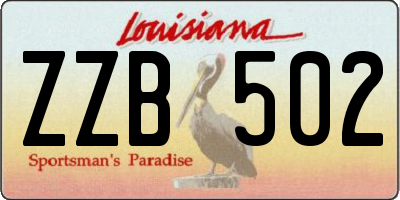 LA license plate ZZB502