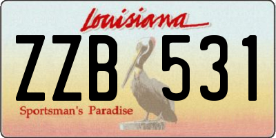 LA license plate ZZB531