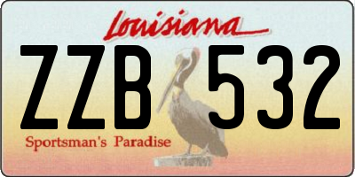 LA license plate ZZB532