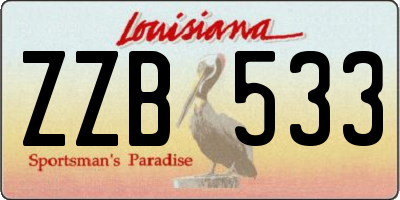 LA license plate ZZB533