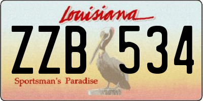 LA license plate ZZB534