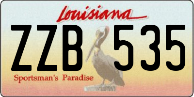 LA license plate ZZB535