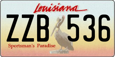 LA license plate ZZB536