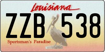 LA license plate ZZB538