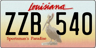 LA license plate ZZB540