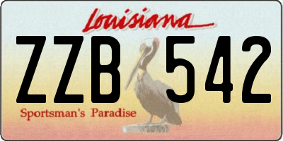 LA license plate ZZB542