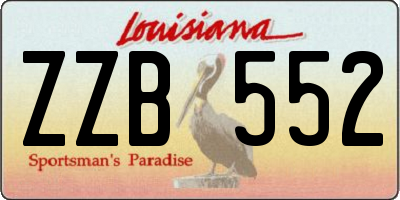 LA license plate ZZB552