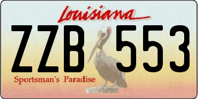 LA license plate ZZB553