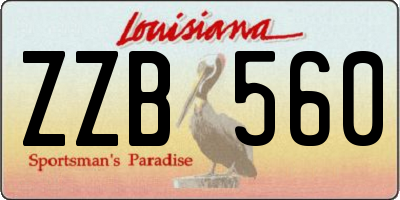 LA license plate ZZB560