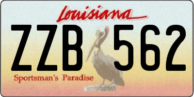 LA license plate ZZB562